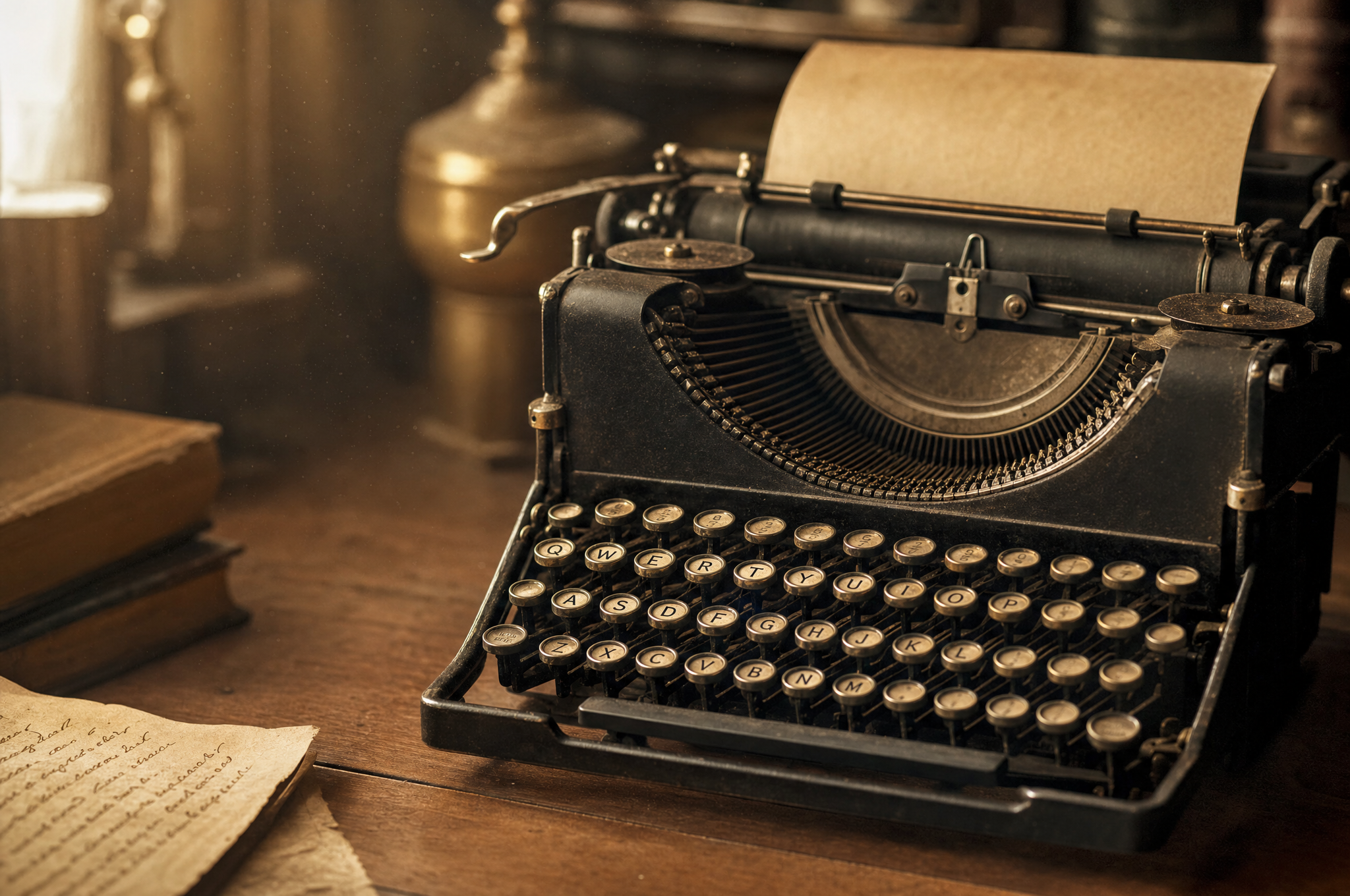 A vintage typewriter representing historical everyday objects